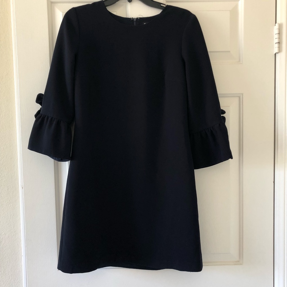 club Monaco navy dress with flare sleeve